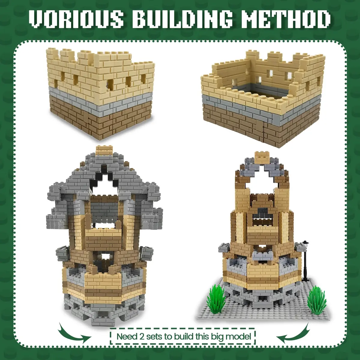 ekuzi Masonry Profile Building Bricks Set, 218 pcs | Compatible with Major Brands, Educational Toy for Kids 6+ - view 2