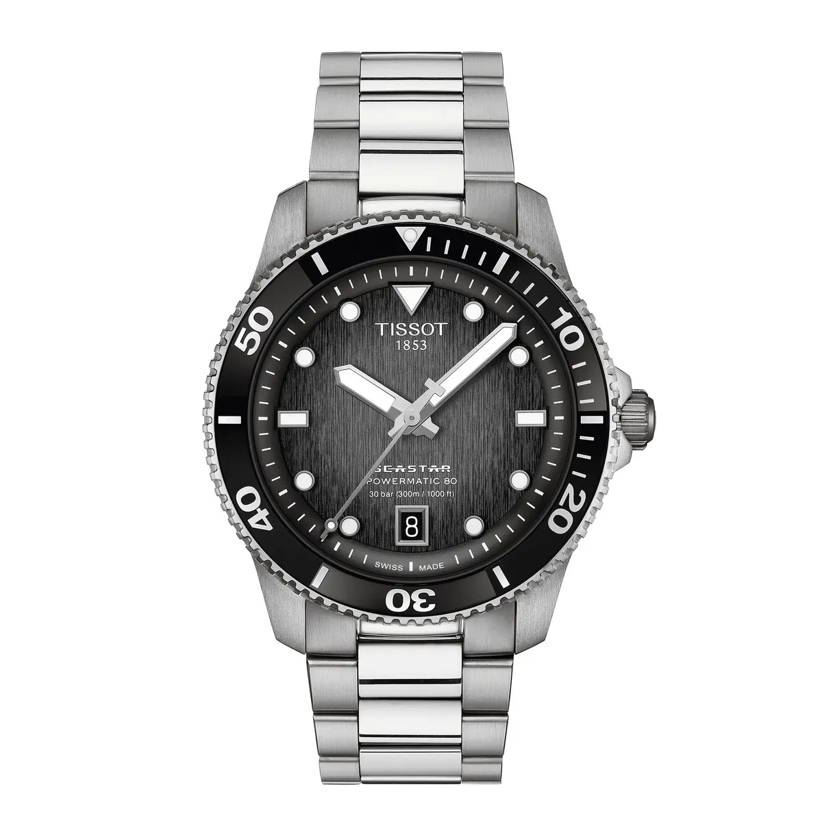 Tissot Seastar 1000 Swiss Powermatic 80 40mm Black Dial Unisex Watch | Water-Resistant 300m - main product image