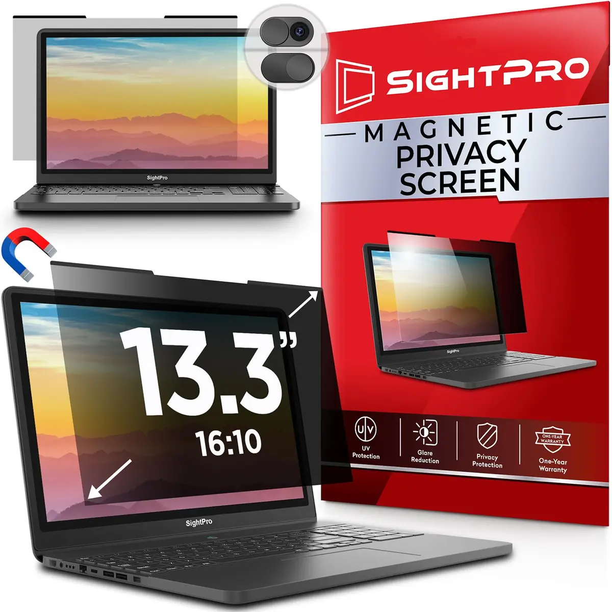 SightPro Magnetic Laptop Privacy Screen 13.3 Inch 16:10 | Patented Removable Filter - main product image