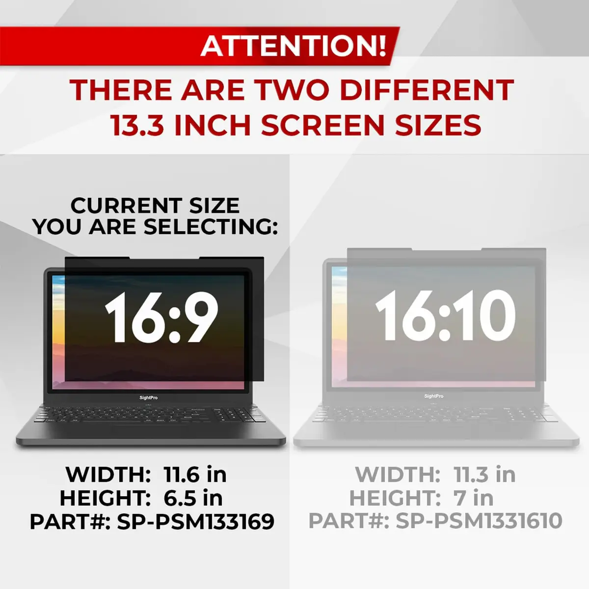 SightPro Magnetic Laptop Privacy Screen 13.3 Inch 16:9 | Patented Removable Filter Shield - view 3