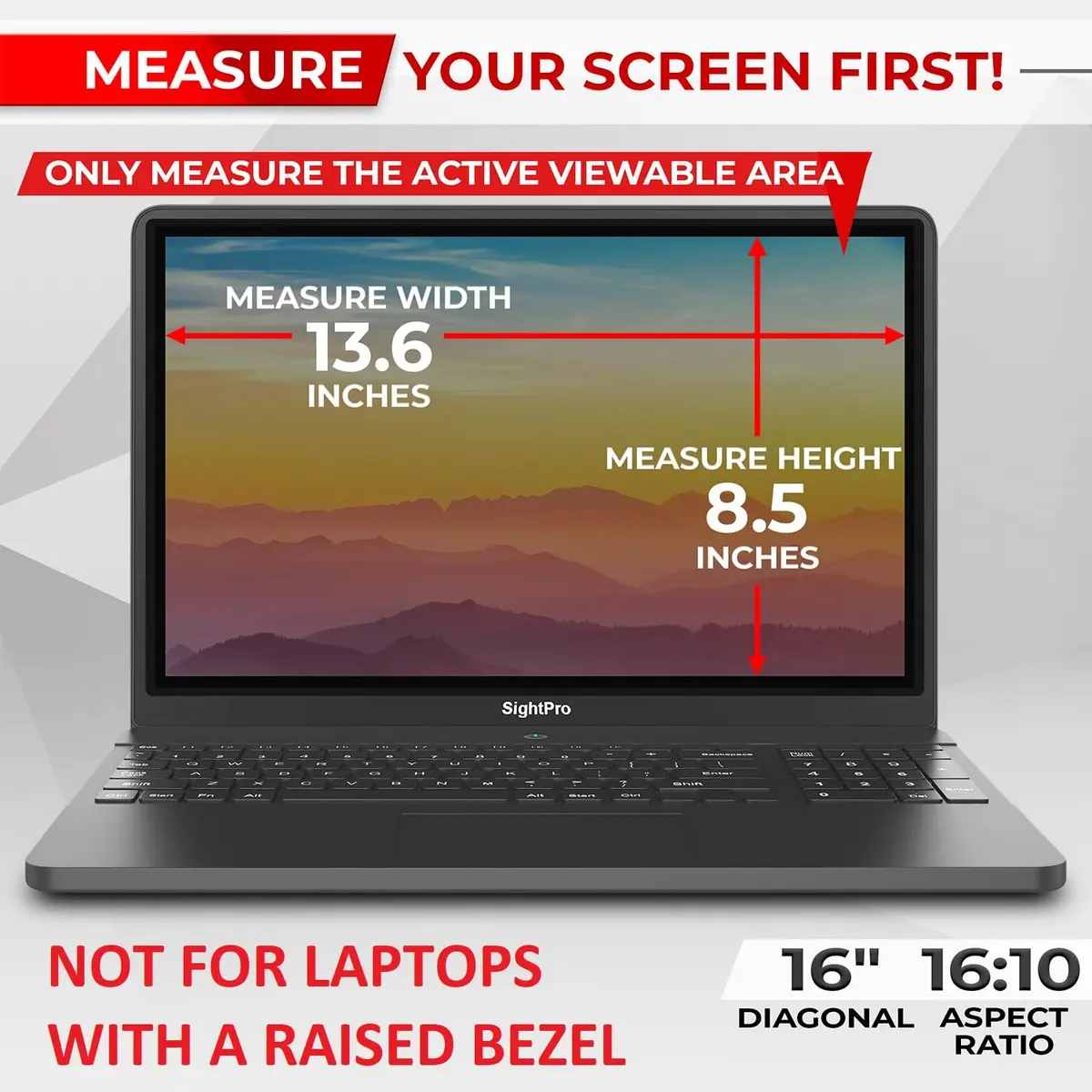 SightPro Magnetic Laptop Privacy Screen 16 Inch 16:10 | Patented Removable Filter - view 2