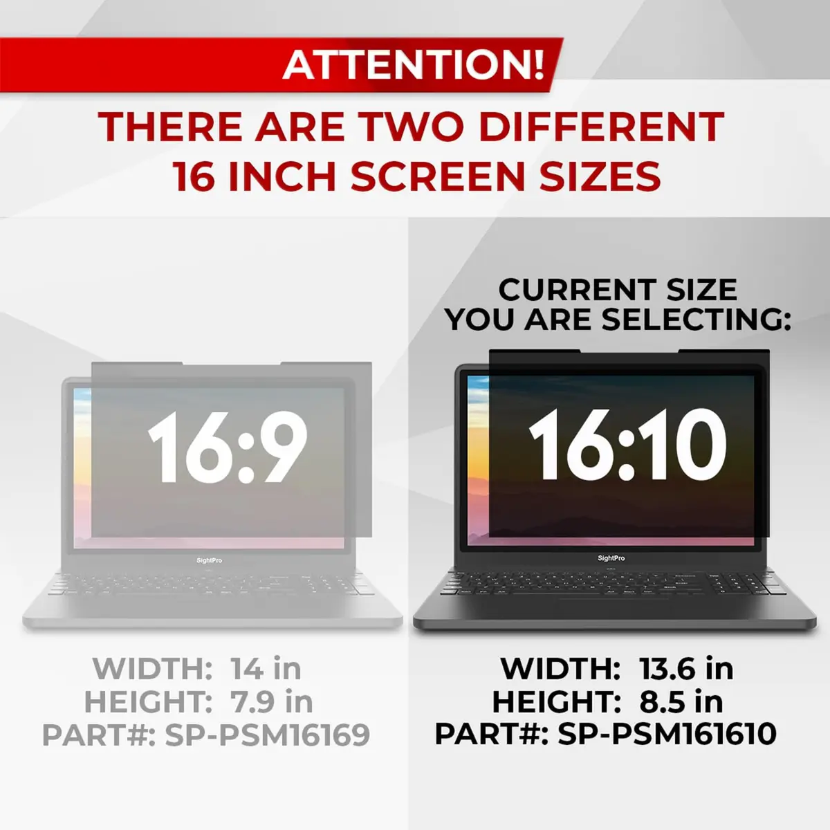 SightPro Magnetic Laptop Privacy Screen 16 Inch 16:10 | Patented Removable Filter - view 3