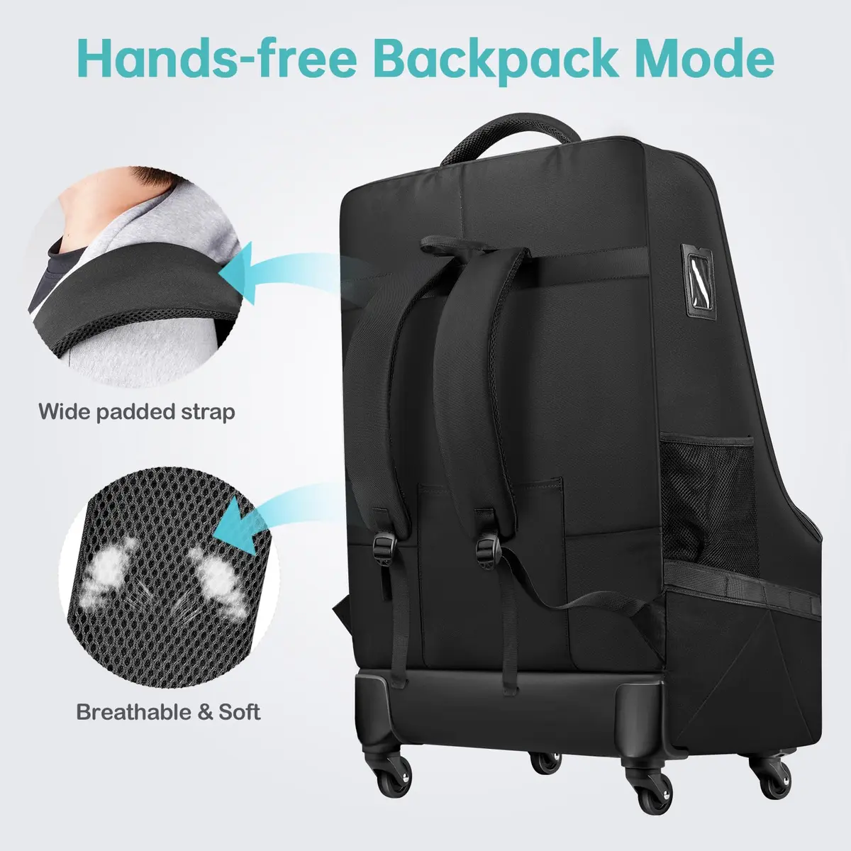 YOREPEK Padded Car Seat Travel Bag for Airplane with Wheels | Durable, Water-Resistant, Fits Most Convertible Car Seats - view 5