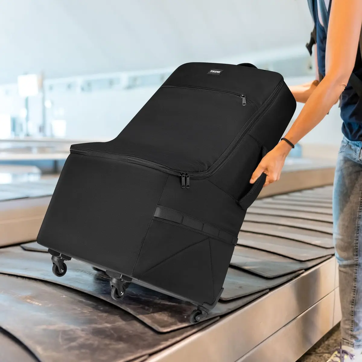 YOREPEK Padded Car Seat Travel Bag for Airplane with Wheels | Durable, Water-Resistant, Fits Most Convertible Car Seats - view 8