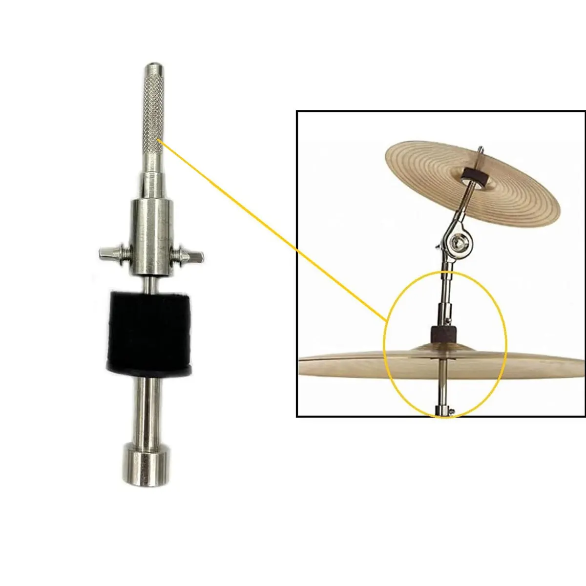 TUOREN Cymbal Boom Arm Stacker Attachment with Multi-Clamp, 10.2 inch Adjustable Cymbal Arm Holder and 6.6 inch Straight Cymbal Stacker for 8mm Cymbal Stand Tops Mount (Black 10) - view 4