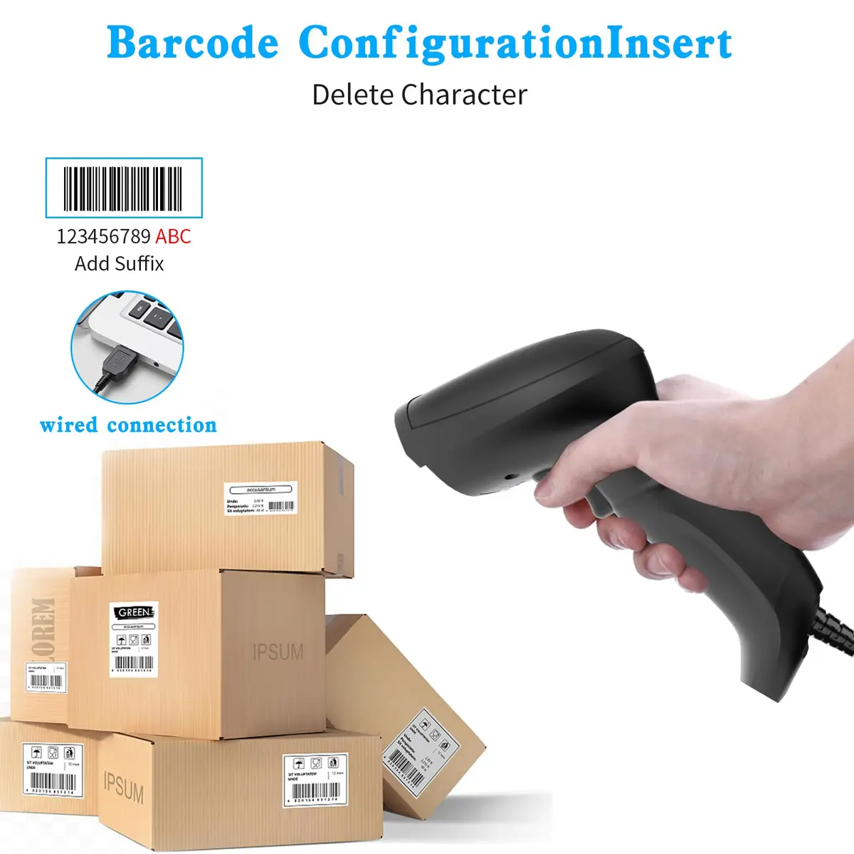 Symcode MJ-4590L 1D Wired Laser Barcode Scanner with Stand | Reads Damaged & Screen Codes - view 5