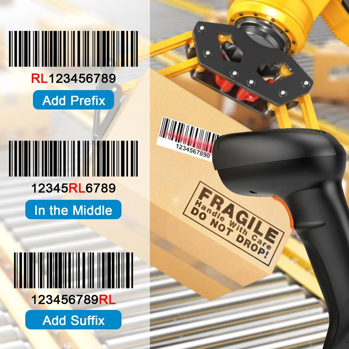 Symcode MJ-4590L 1D Wired Laser Barcode Scanner with Stand | Reads Damaged & Screen Codes - view 2