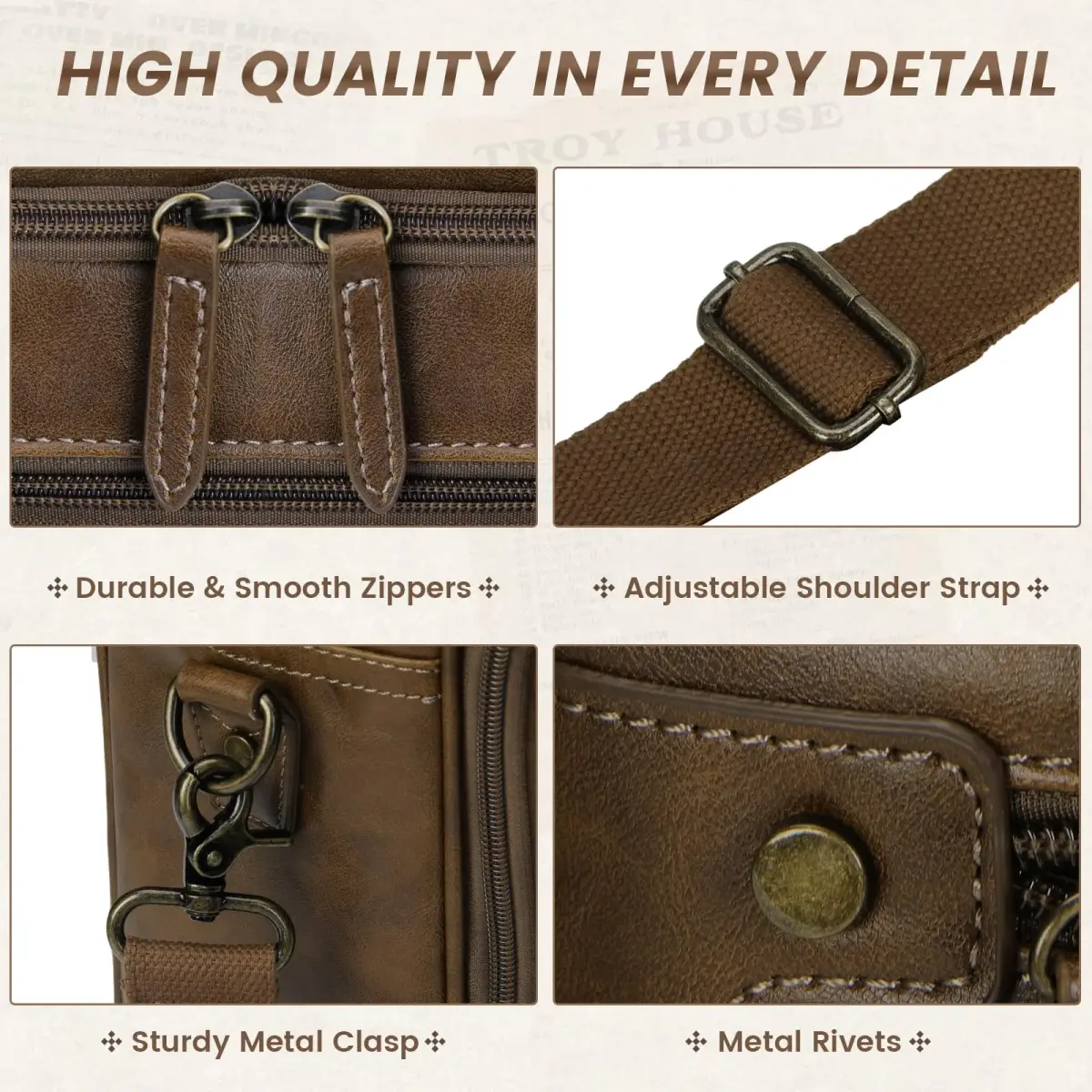 RAINSMORE Men's Leather Laptop Briefcase 43.4cm (17.1 inch) | Vintage Messenger Bag for Business & Travel - view 5