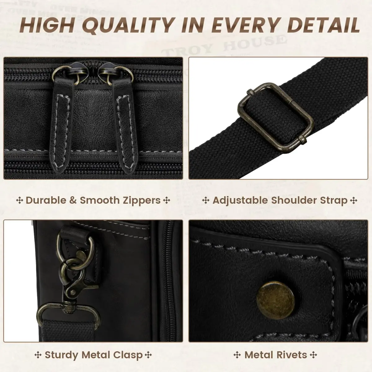 RAINSMORE Men's Leather Laptop Briefcase 16 Inch Vintage Messenger Bag | 40.9cm x 12.9cm x 30.5cm - view 5