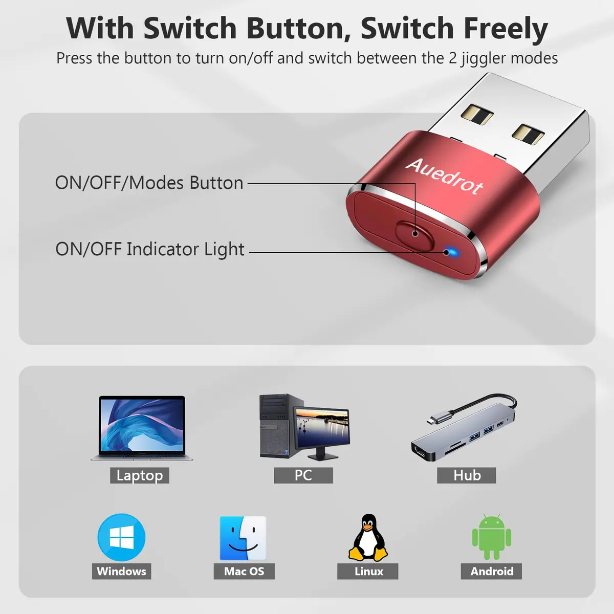 AUEDROT Metal Mouse Jiggler 2 PCS | Undetectable USB Mouse Mover for Computer & Laptop | Keep Active & Awake - view 5