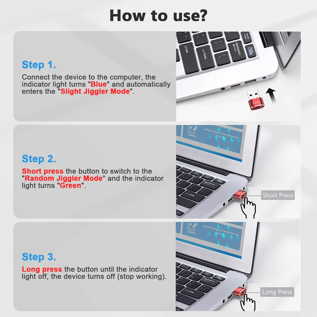 AUEDROT Metal Mouse Jiggler 2 PCS | Undetectable USB Mouse Mover for Computer & Laptop | Keep Active & Awake - view 6