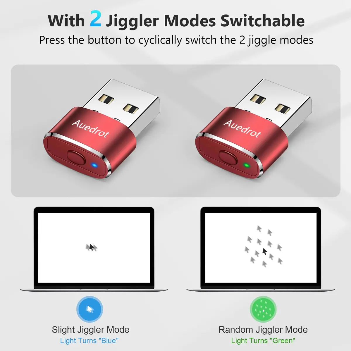 AUEDROT Metal Mouse Jiggler 2 PCS | Undetectable USB Mouse Mover for Computer & Laptop | Keep Active & Awake - view 2