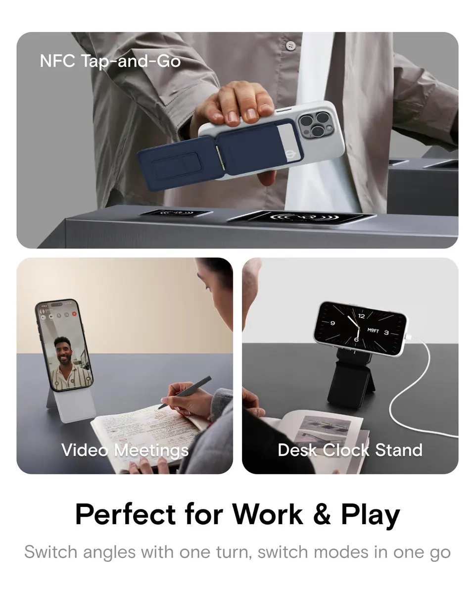 MOFT Phone Tripod Stand & Wallet, NFC Card Holder, Hold 1-2 Cards | Slim 0.37in Profile for Travel & Content - view 5