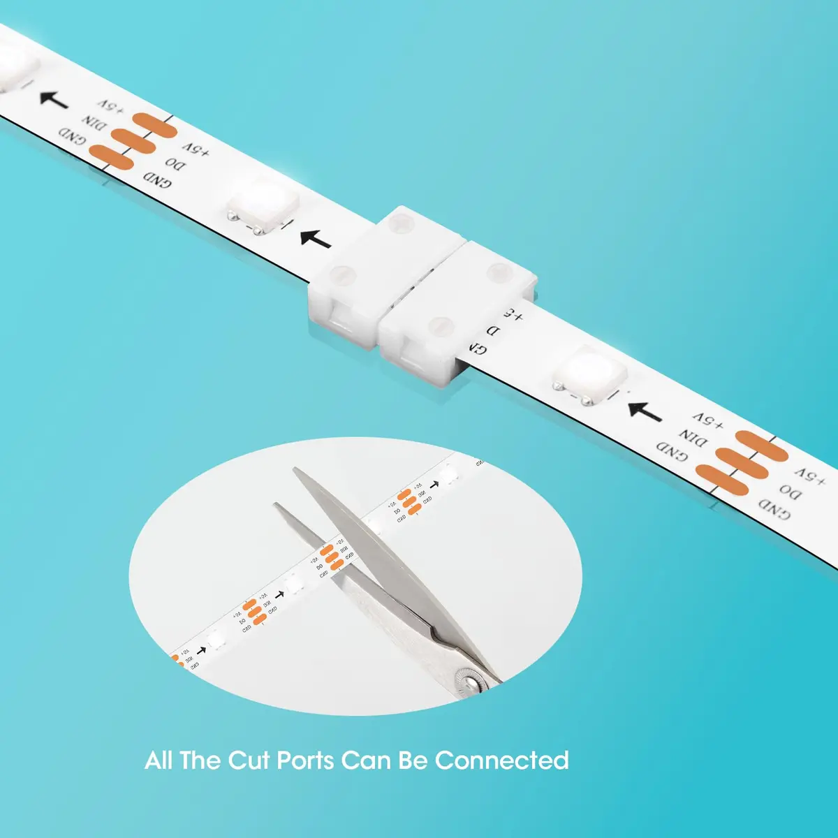 WENHSIN 3-Pin RGB LED Light Strip Connectors 8mm (0.31in) | Solderless Adapter Terminal Extension for 72W Strips - view 3