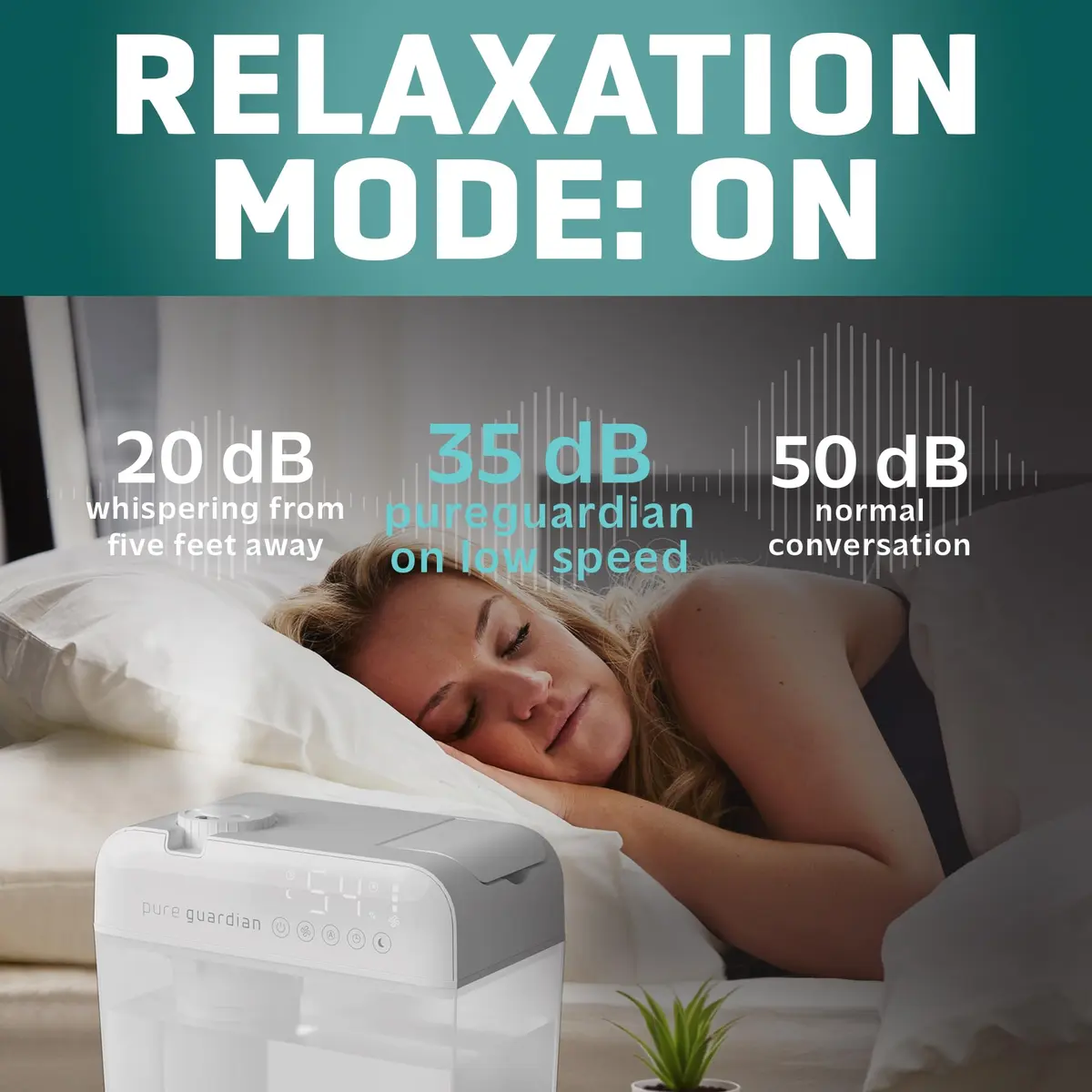 PureGuardian 1 Gallon Ultrasonic Humidifier | 48-Hour Run, Humidistat, Filter-Free, White - view 6