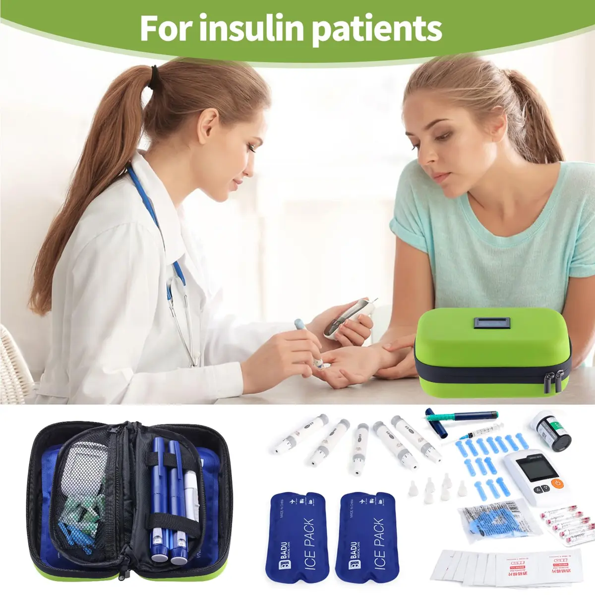 HIMDUZE Insulin Cooler Travel Case with Thermometer & 2 Ice Packs | 21.7cm x 14.4cm x 9.1cm (8.3"x4.7"x3.4") - view 6