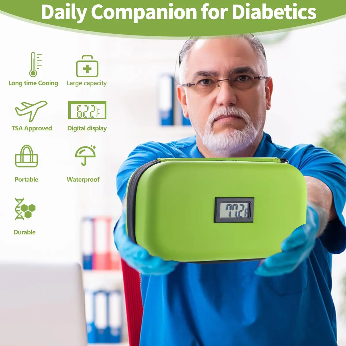 HIMDUZE Insulin Cooler Travel Case with Thermometer & 2 Ice Packs | 21.7cm x 14.4cm x 9.1cm (8.3"x4.7"x3.4") - view 7