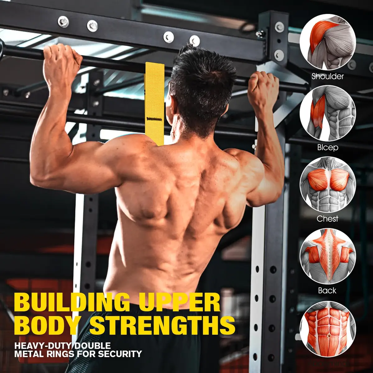 Ayombo Adjustable Resistance Bands Set for Pull Up Bar, Home Gym Workout Equipment Exercise Bands for Muscle Training, Stretching, 1.33 kg (2.95 lb) - view 8