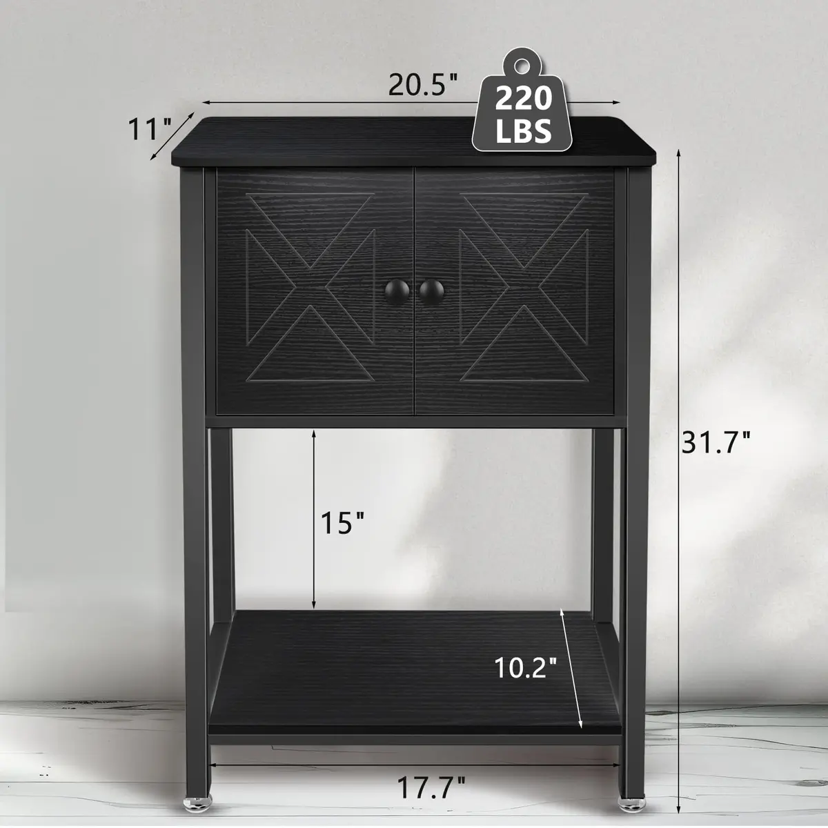 BEURUKU Heavy Duty Fish Tank Stand with Cabinet & Power Outlets 20.5" L x 11" W | Supports 220LBS, 5-10 Gallon Aquarium - view 3