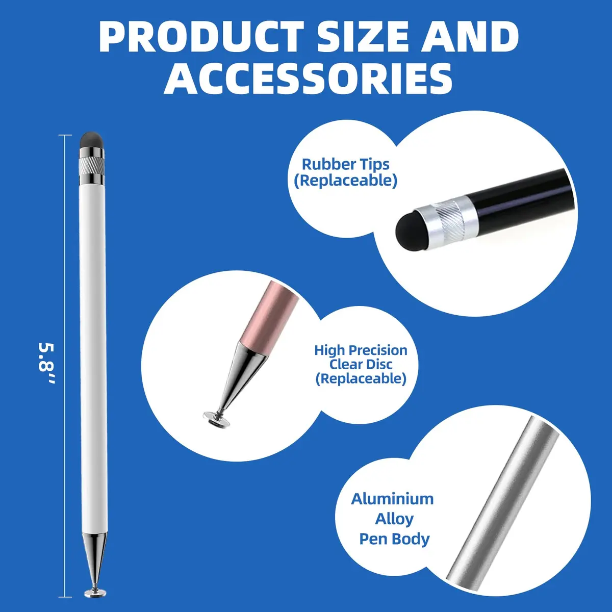 SKYPIA Silver 3 Pack Stylus Pen for Touch Screen | Precise, Stylish & Compatible with iPhone, Android & iPads - view 2