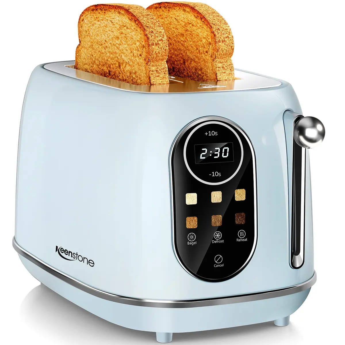 Keenstone Smart Touch Screen Toaster 2 Slice | Retro Wide Slot Stainless Steel with 6 Browning Levels - main product image