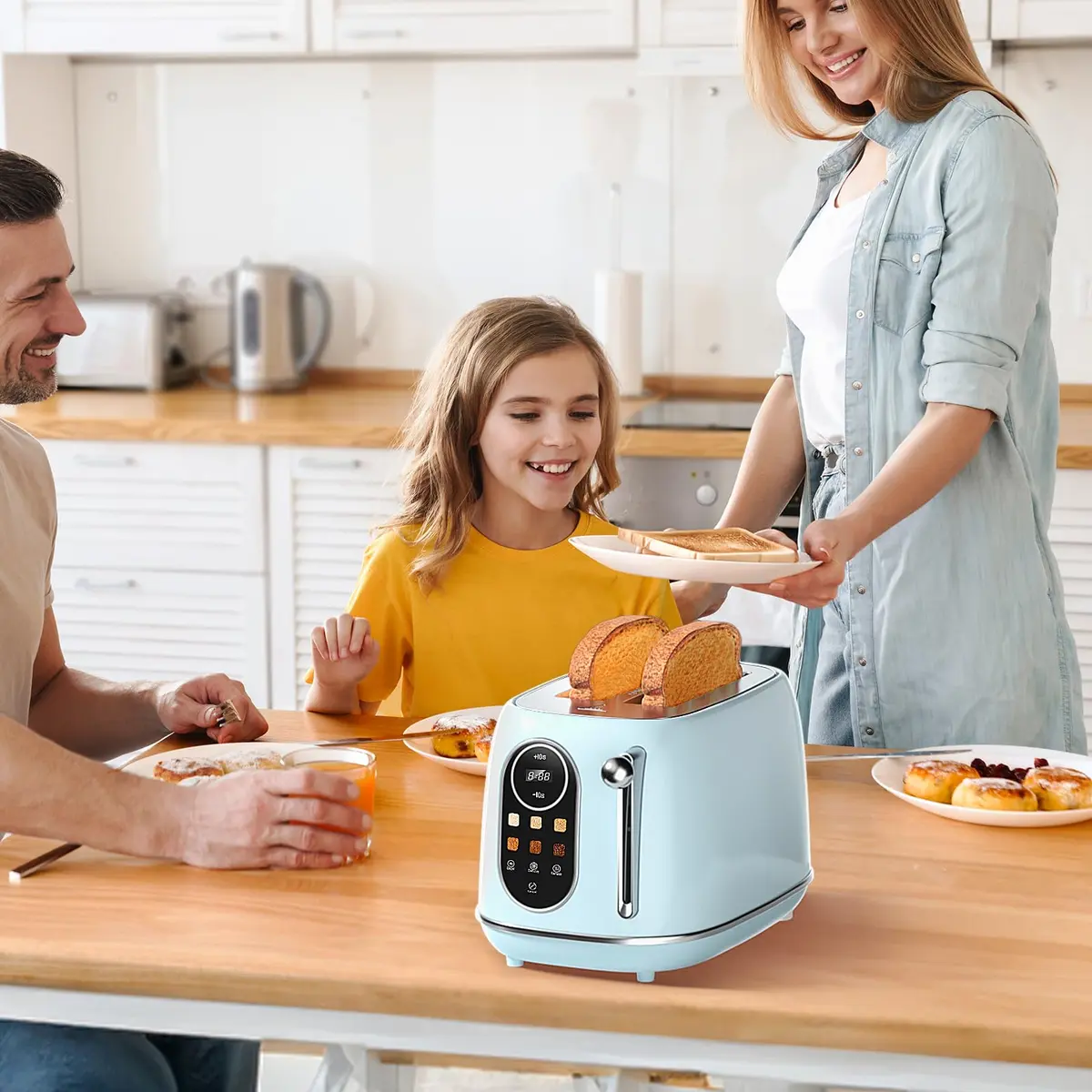 Keenstone Smart Touch Screen Toaster 2 Slice | Retro Wide Slot Stainless Steel with 6 Browning Levels - view 8