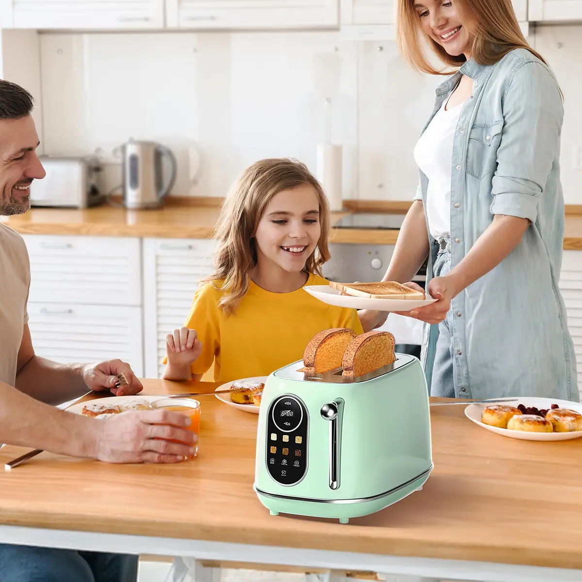 Keenstone Touch Screen Toaster 2 Slice | Retro Wide Slot Stainless Steel with 6 Browning Levels - view 8