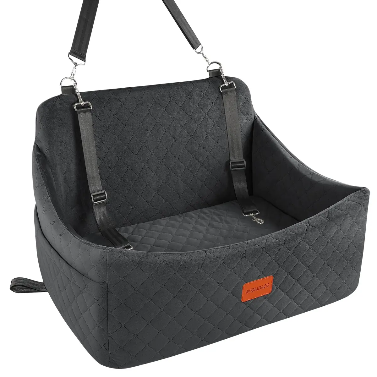Wooaidagg Dog Car Seat for Medium & Large Dogs Up to 55lbs | Memory Foam Cushion & Safety Straps - main product image