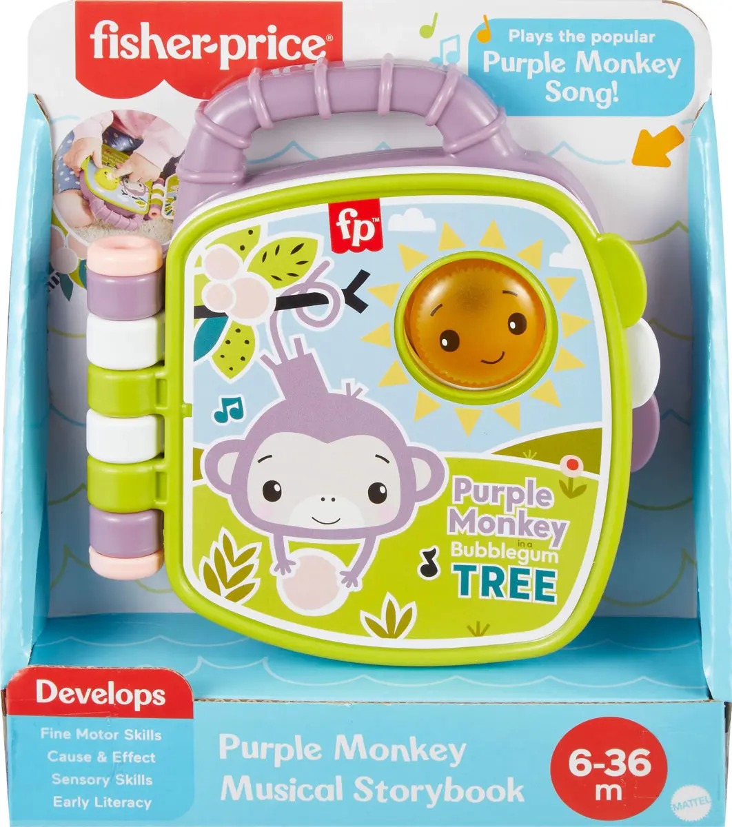 Fisher-Price Baby Musical Storybook with Purple Monkey | Lights & Sounds for Infants & Toddlers 6-36 Months - view 6