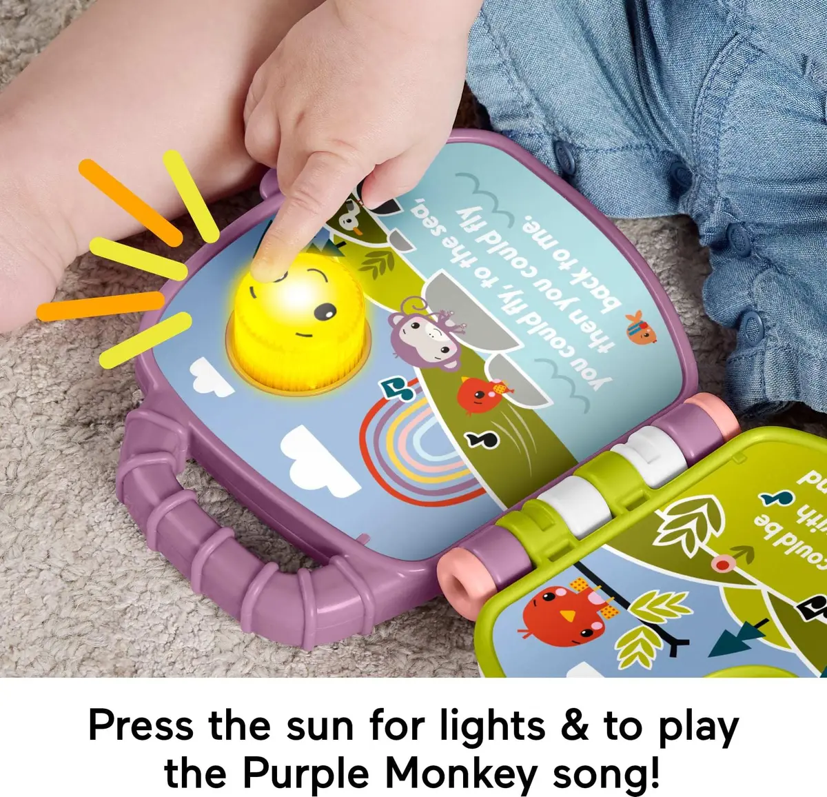 Fisher-Price Baby Musical Storybook with Purple Monkey | Lights & Sounds for Infants & Toddlers 6-36 Months - view 3