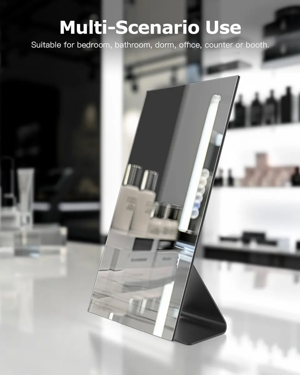 NEZZOE Rectangular Frameless Makeup Mirror 12" x 7" | Full Face, Adjustable Angle, Modern Style - view 6