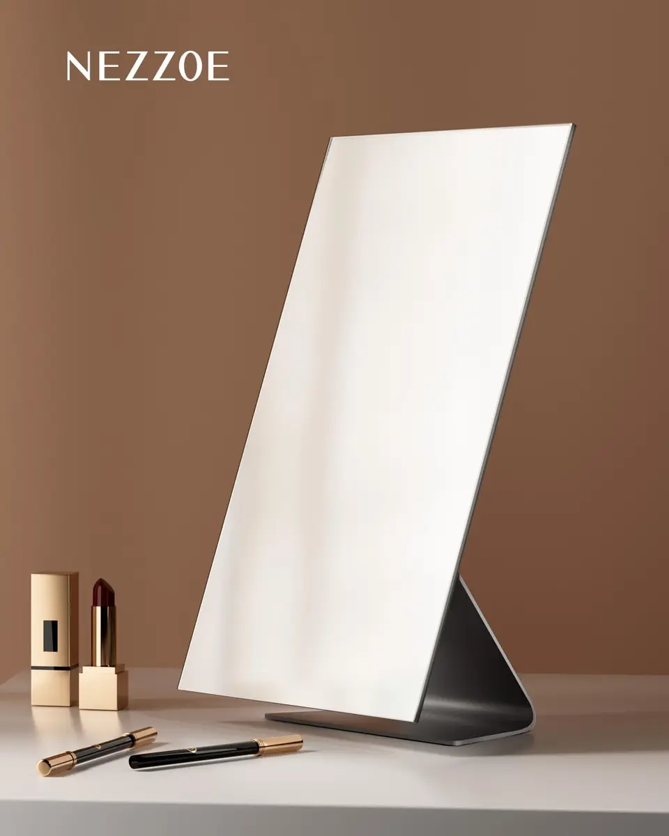 NEZZOE Rectangular Frameless Makeup Mirror 12" x 7" | Full Face, Adjustable Angle, Modern Style - view 7