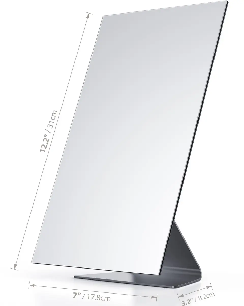 NEZZOE Rectangular Frameless Makeup Mirror 12" x 7" | Full Face, Adjustable Angle, Modern Style - view 8