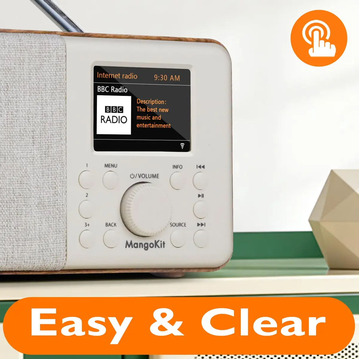 MangoKit SR10 WiFi Internet Radio with Bluetooth, Podcast Player & FM Radio | Portable Digital Radio Walnut - view 3
