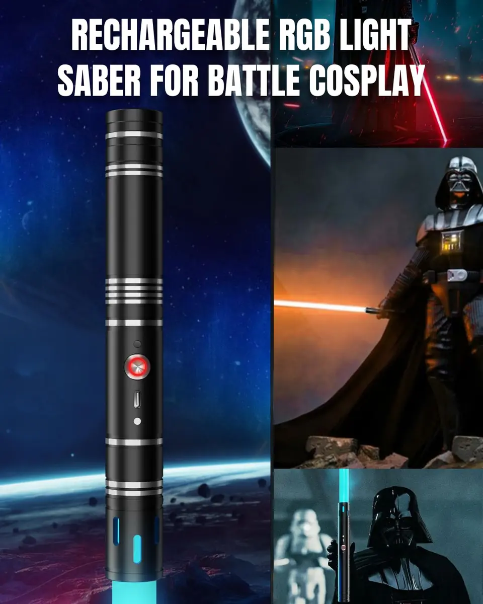 Viglaschill Silver Lightsaber for Dueling | 20 Colors, 6 Modes, Rechargeable, 6-Hour Use - view 6