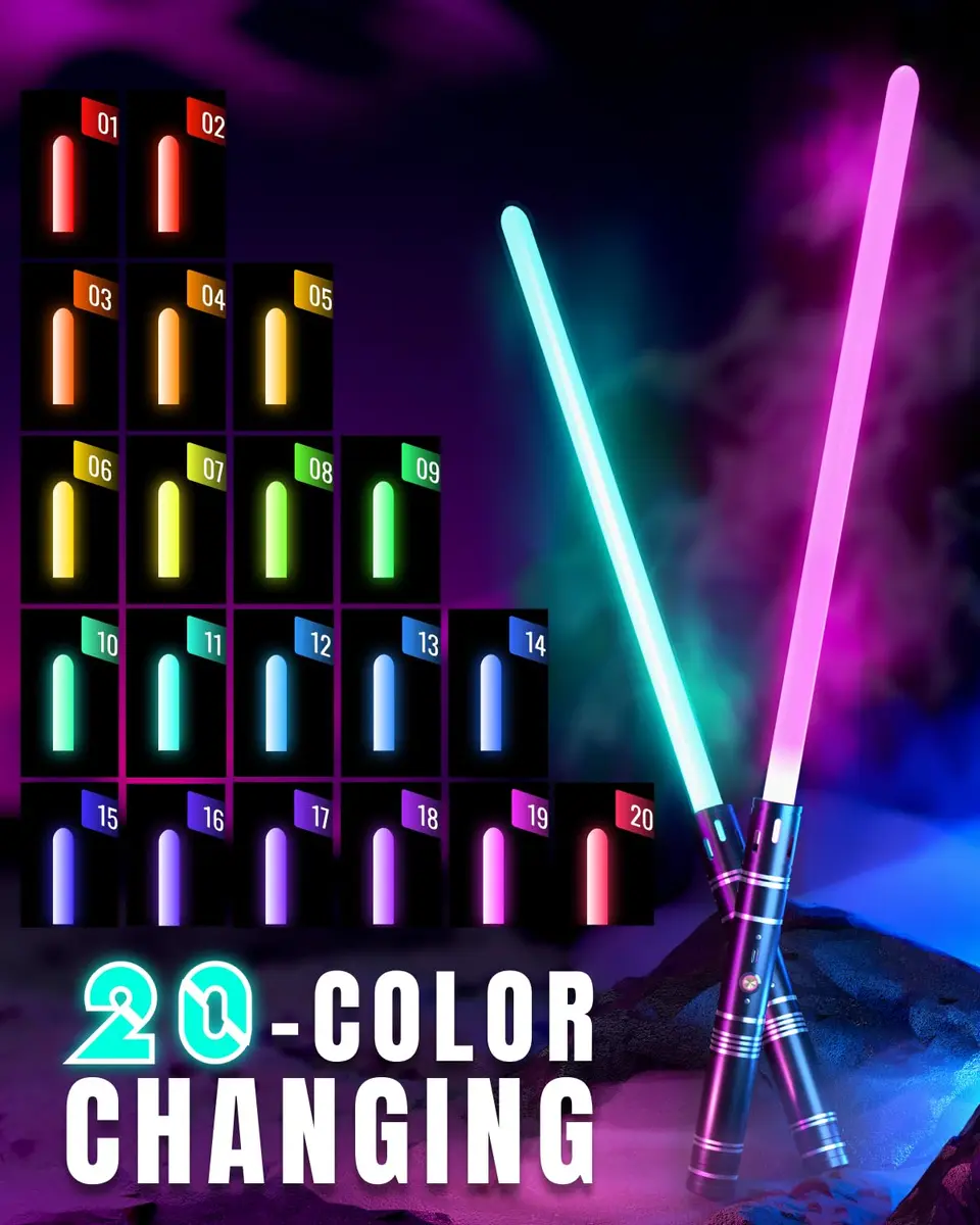 Viglaschill Silver Lightsaber for Dueling | 20 Colors, 6 Modes, Rechargeable, 6-Hour Use - view 2
