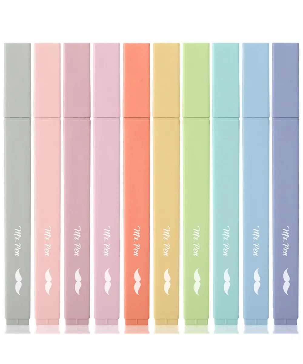 Mr. Pen Aesthetic Highlighters No Bleed, 10 Pack, Assorted Retro Colors | Chisel Tip, Fast Dry, Journaling Supplies - main product image
