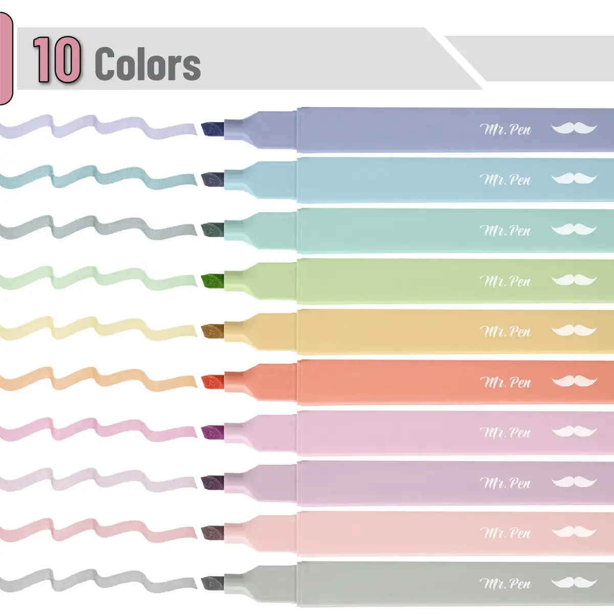 Mr. Pen Aesthetic Highlighters No Bleed, 10 Pack, Assorted Retro Colors | Chisel Tip, Fast Dry, Journaling Supplies - view 2