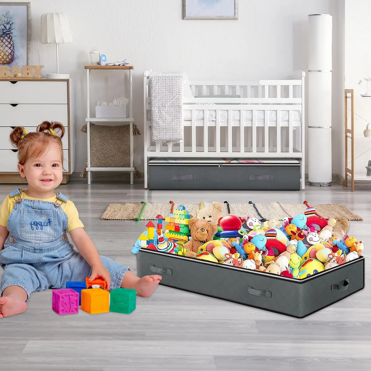 BiCINE 8 Pack Under Bed Storage Containers 95L (23.75" x 11.4" x 5.5") | Breathable Fabric Organizers for Closets & Bedrooms - view 2