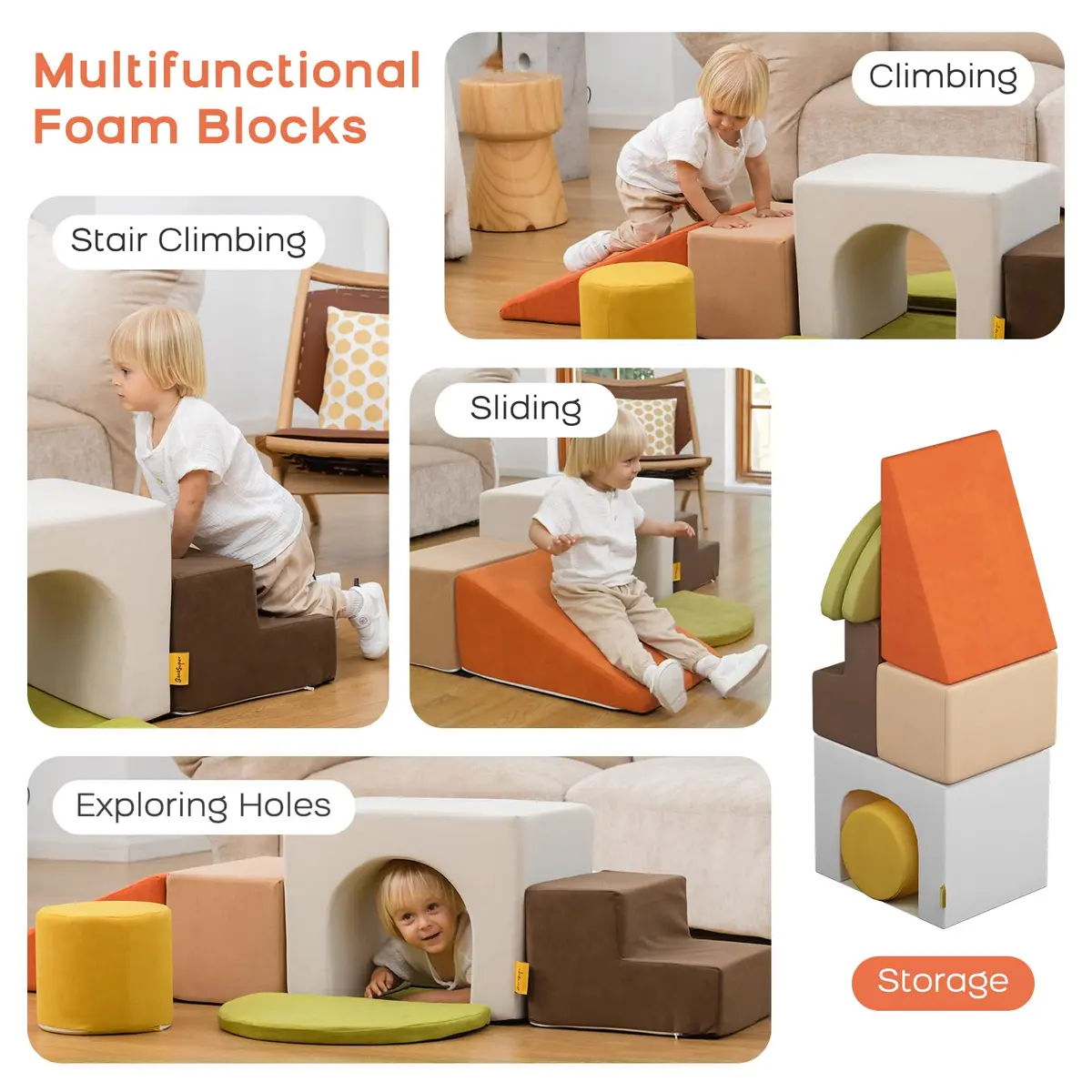 BanaSuper Kids Foam Climbing Blocks Playset 7pcs | Indoor Soft Toy for Toddlers - view 2