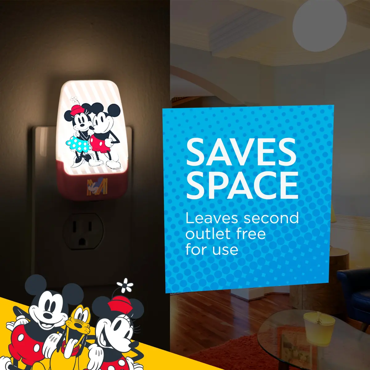 Disney Mickey and Minnie Light-Sensing LED Night Light for Kids | 5.3cm (2.1in) Width - view 5