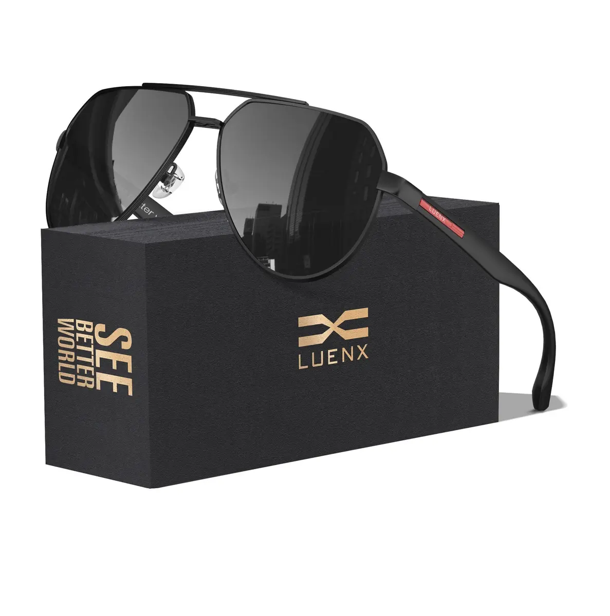 Luenx Aviator Polarized Sunglasses Men Women Classic UV400 Driving | ANSI Z87.1 Impact Tested - main product image