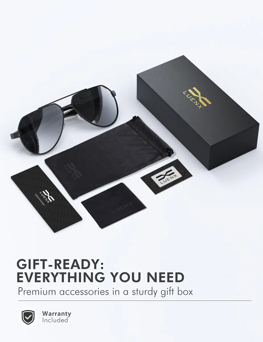Luenx Aviator Polarized Sunglasses Men Women Classic UV400 Driving | ANSI Z87.1 Impact Tested - view 7