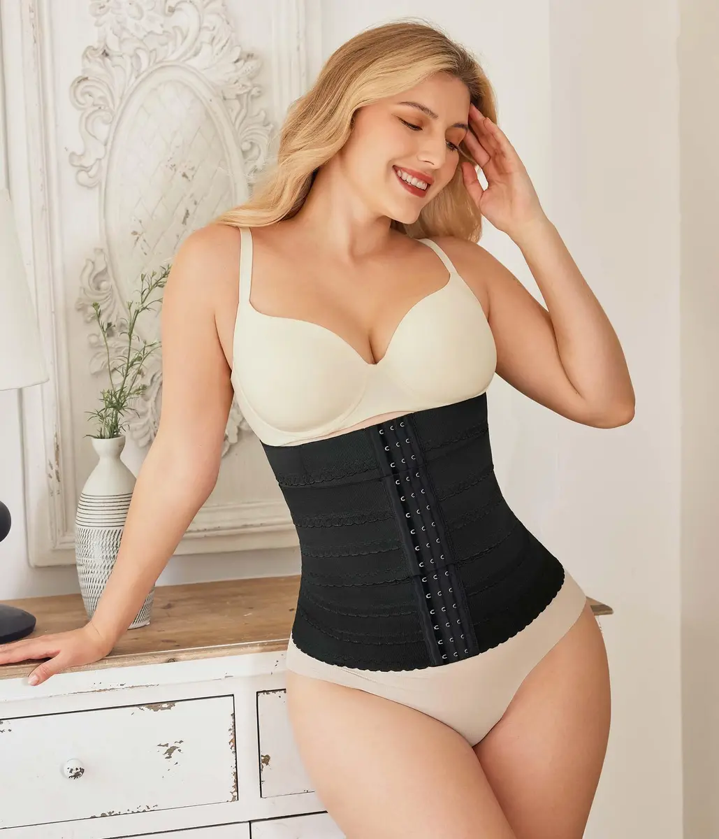 Nebility Waist Trainer for Women Corset Shapewear Tummy Control Segmented Waist Cincher Workout Girdle (Black, XXXL) | High Compression & Back Support - view 5