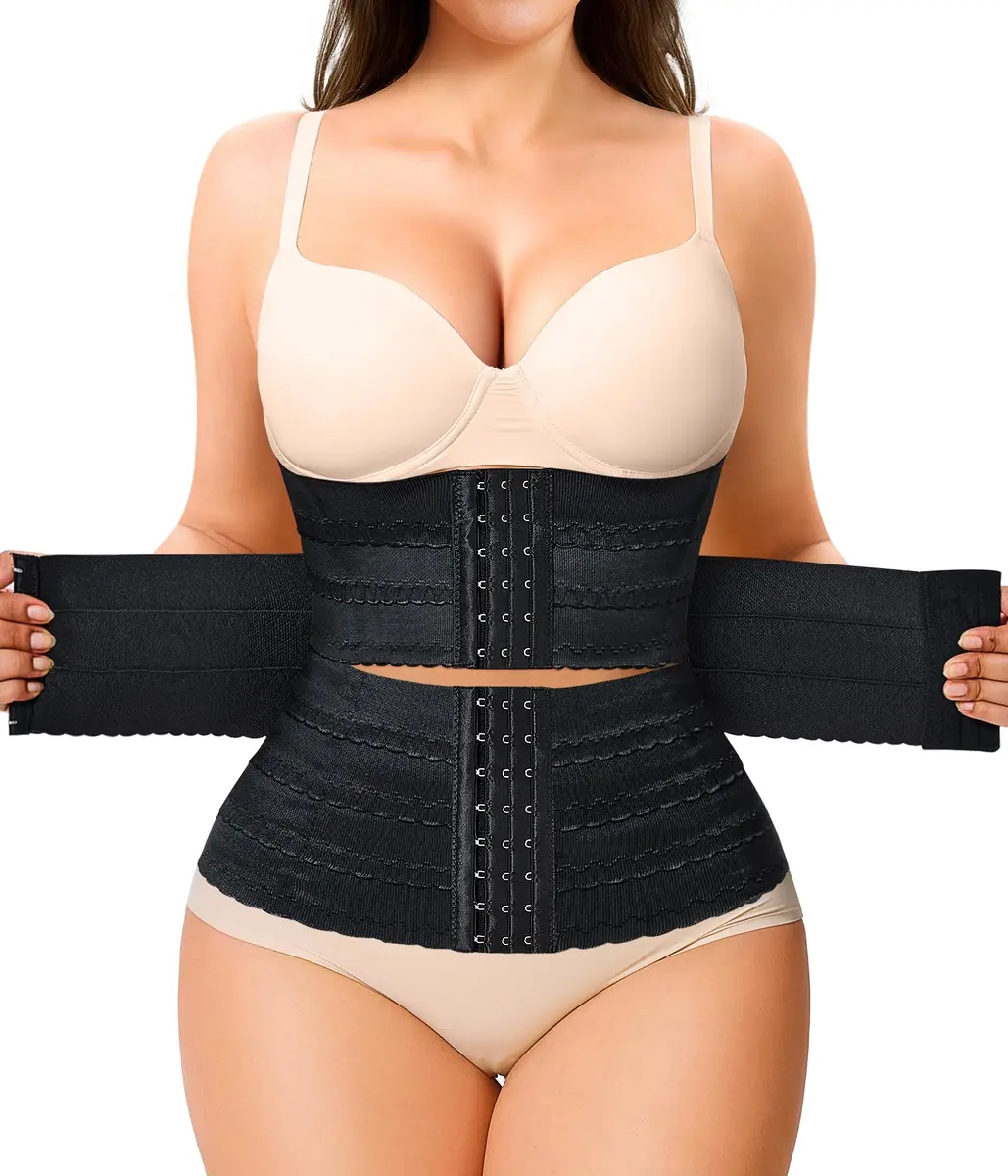 Nebility Waist Trainer for Women Corset Shapewear Tummy Control Segmented Waist Cincher Workout Girdle (Black, XXXL) | High Compression & Back Support - main product image