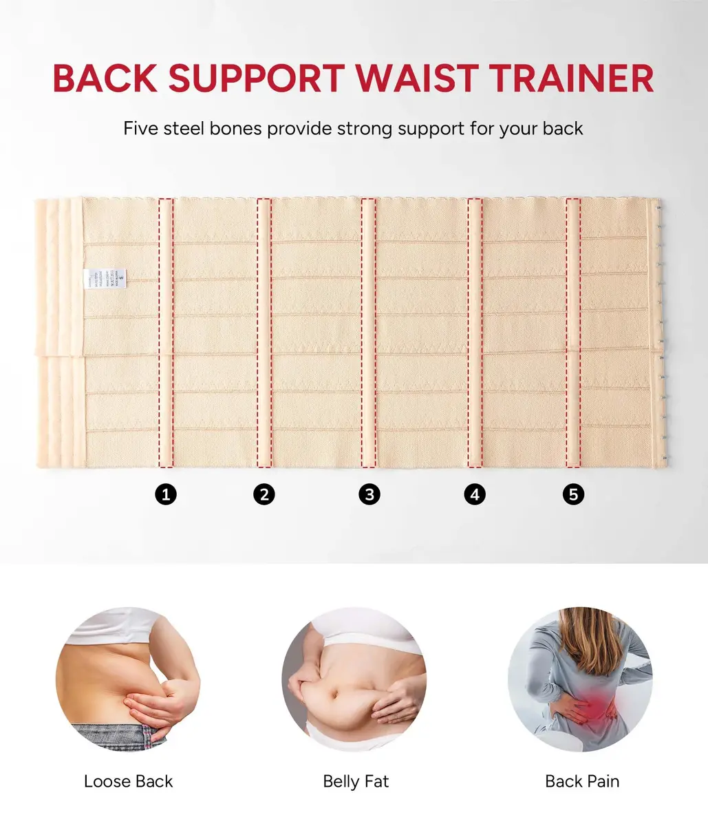 Nebility Waist Trainer for Women Corset Shapewear M | Tummy Control, Back Support, Snug Fit - view 4