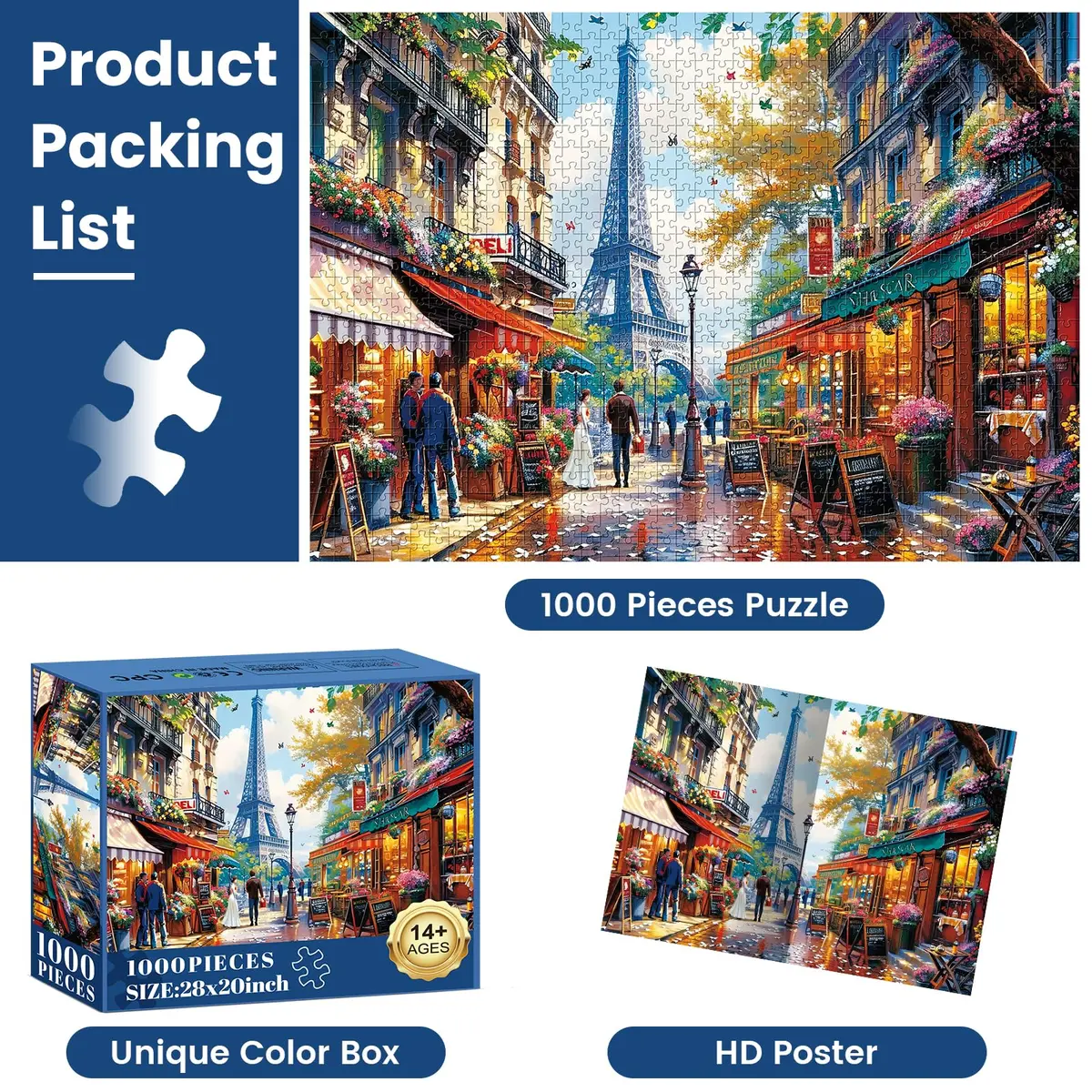 Edsjegn 1000 Pieces Puzzle - Charming Paris Scene | Challenging Family Game (70-120 chars) - view 5