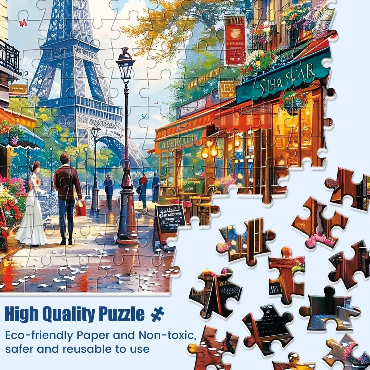 Edsjegn 1000 Pieces Puzzle - Charming Paris Scene | Challenging Family Game (70-120 chars) - view 3
