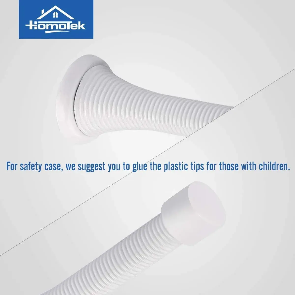 HOMOTEK White Spring Door Stop with Rubber Bumper, 3-1/8" Heavy Duty Flexible Spring Door Stopper (1-Pack) - view 4