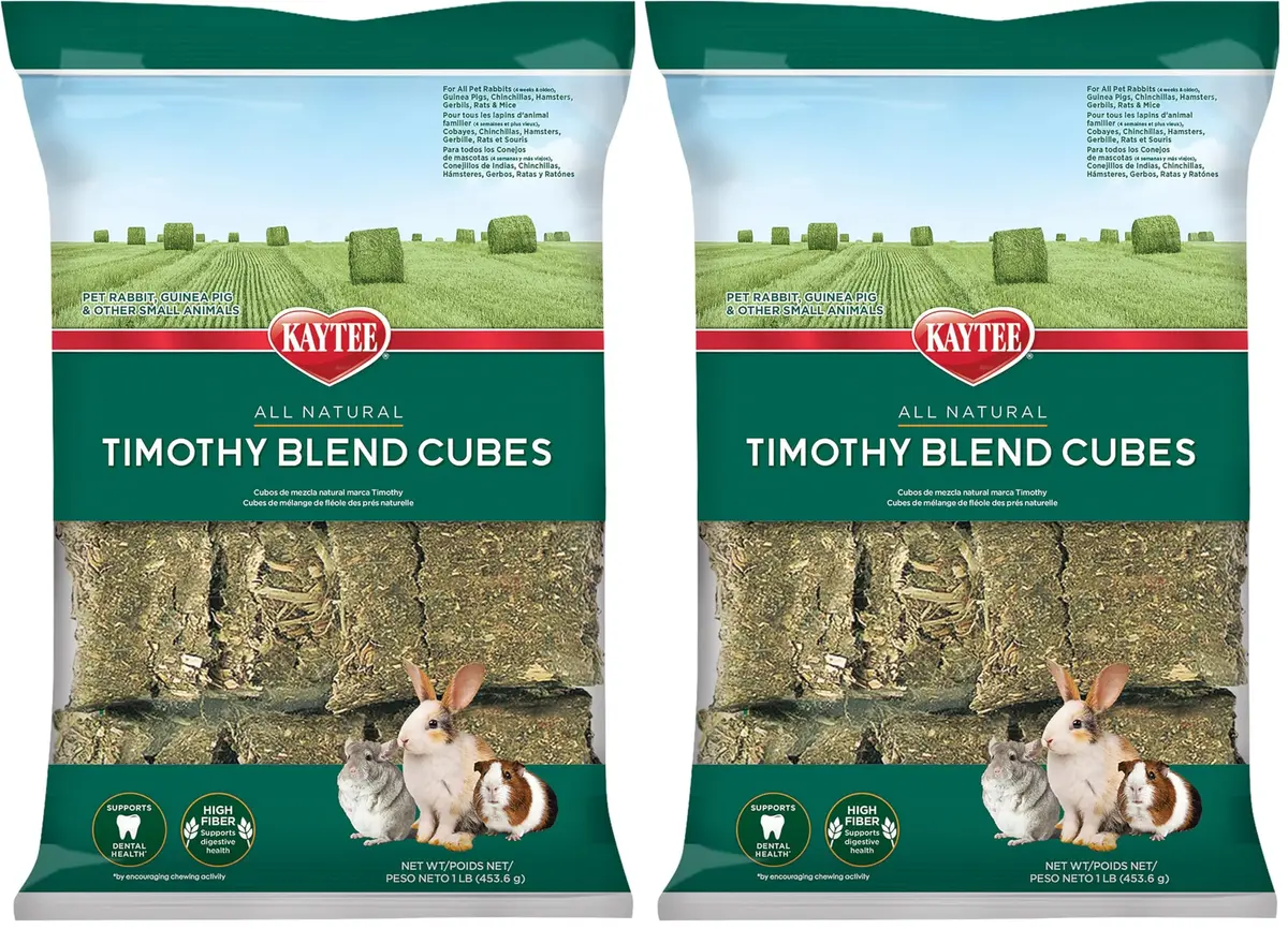 Kaytee Timothy Hay Blend Cubes for Small Animals, 1.81 kg (2 x 16 oz) | High Fiber Digestive Support - main product image